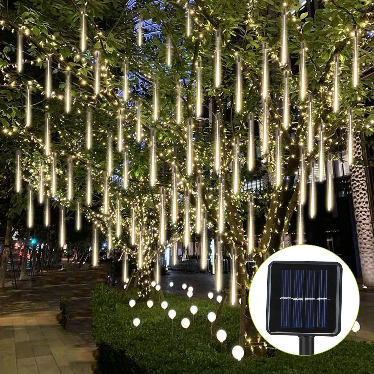 Solar Powered Meteor Shower String Light Outdoor Lighting - DailySale