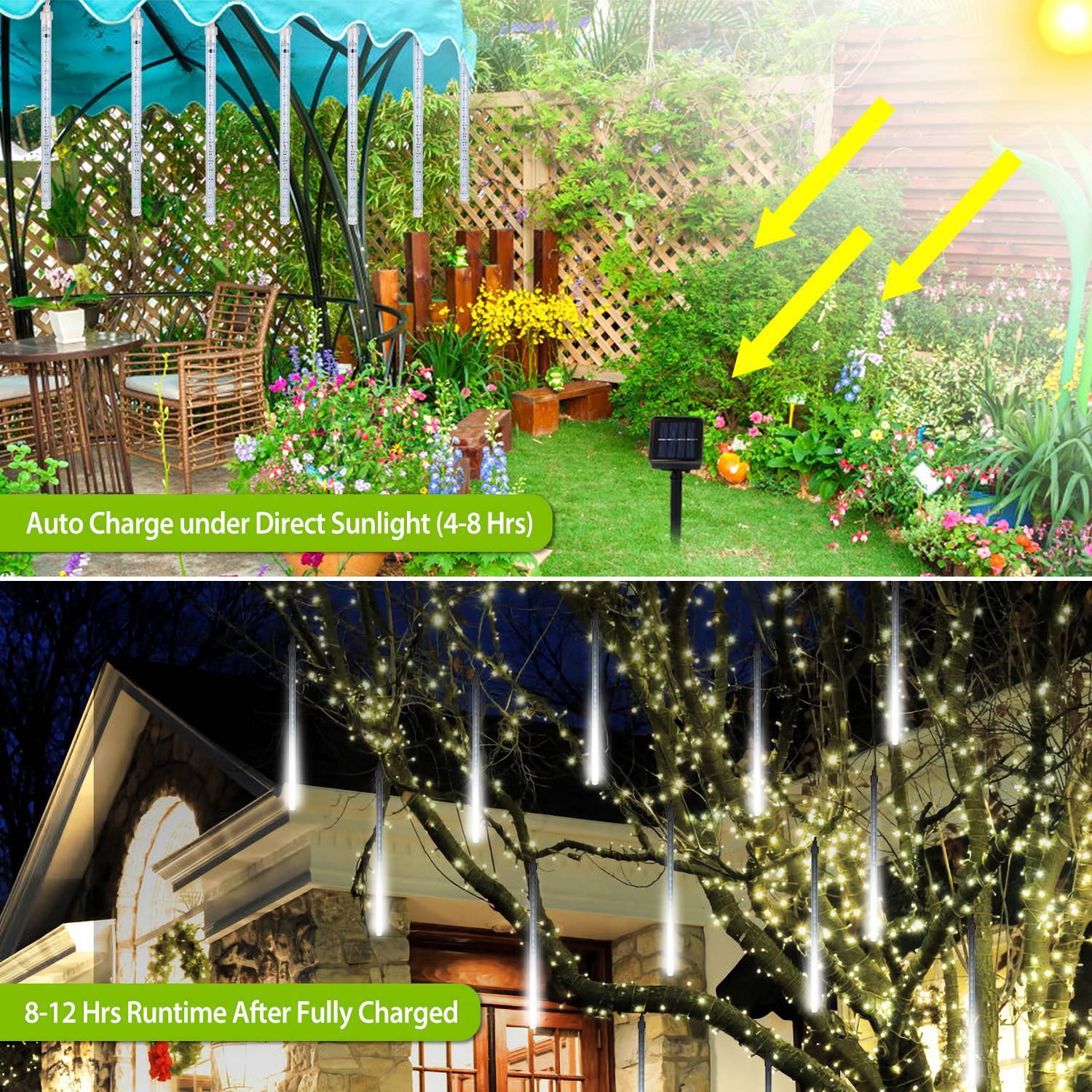 Solar Powered Meteor Shower String Light Outdoor Lighting - DailySale