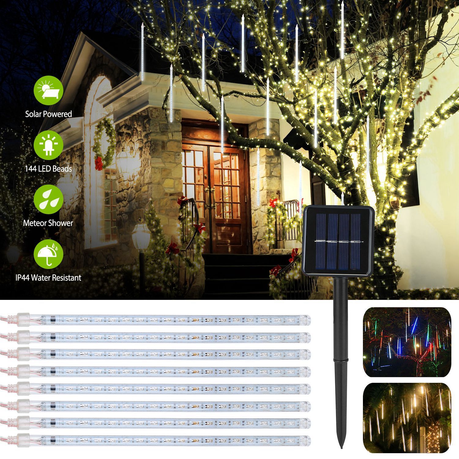 Solar Powered Meteor Shower String Light Outdoor Lighting - DailySale