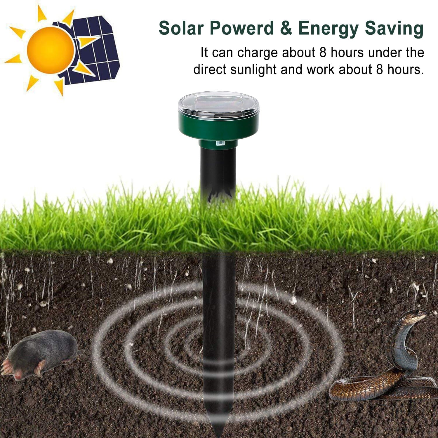 Solar Powered Mole Repeller Pest Control - DailySale