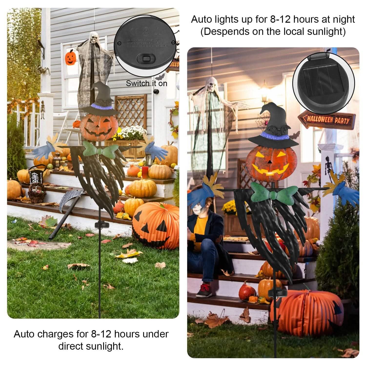 Solar Powered Scarecrow Shape Stake Light Halloween Decoration Holiday Decor & Apparel - DailySale