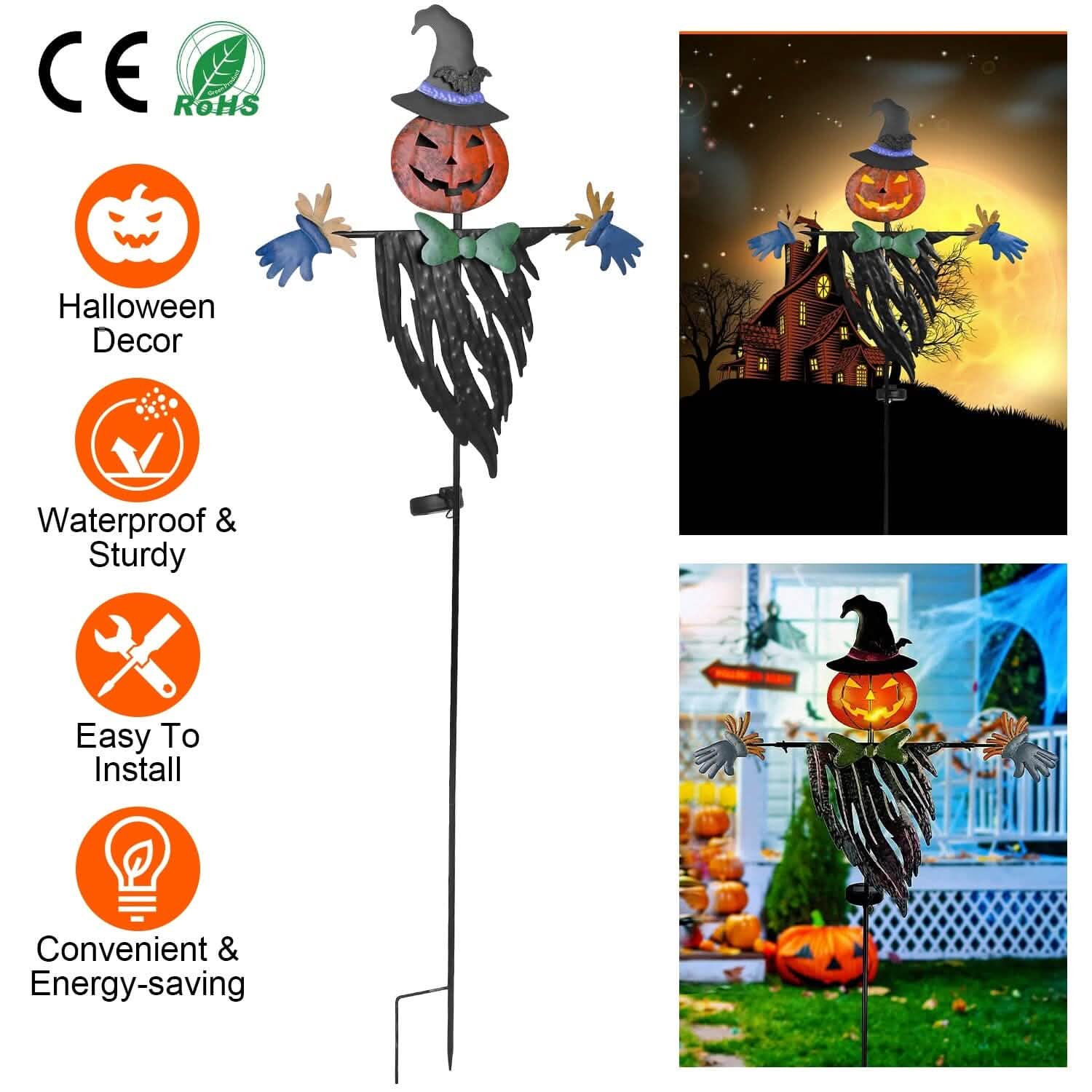 Solar Powered Scarecrow Shape Stake Light Halloween Decoration Holiday Decor & Apparel - DailySale