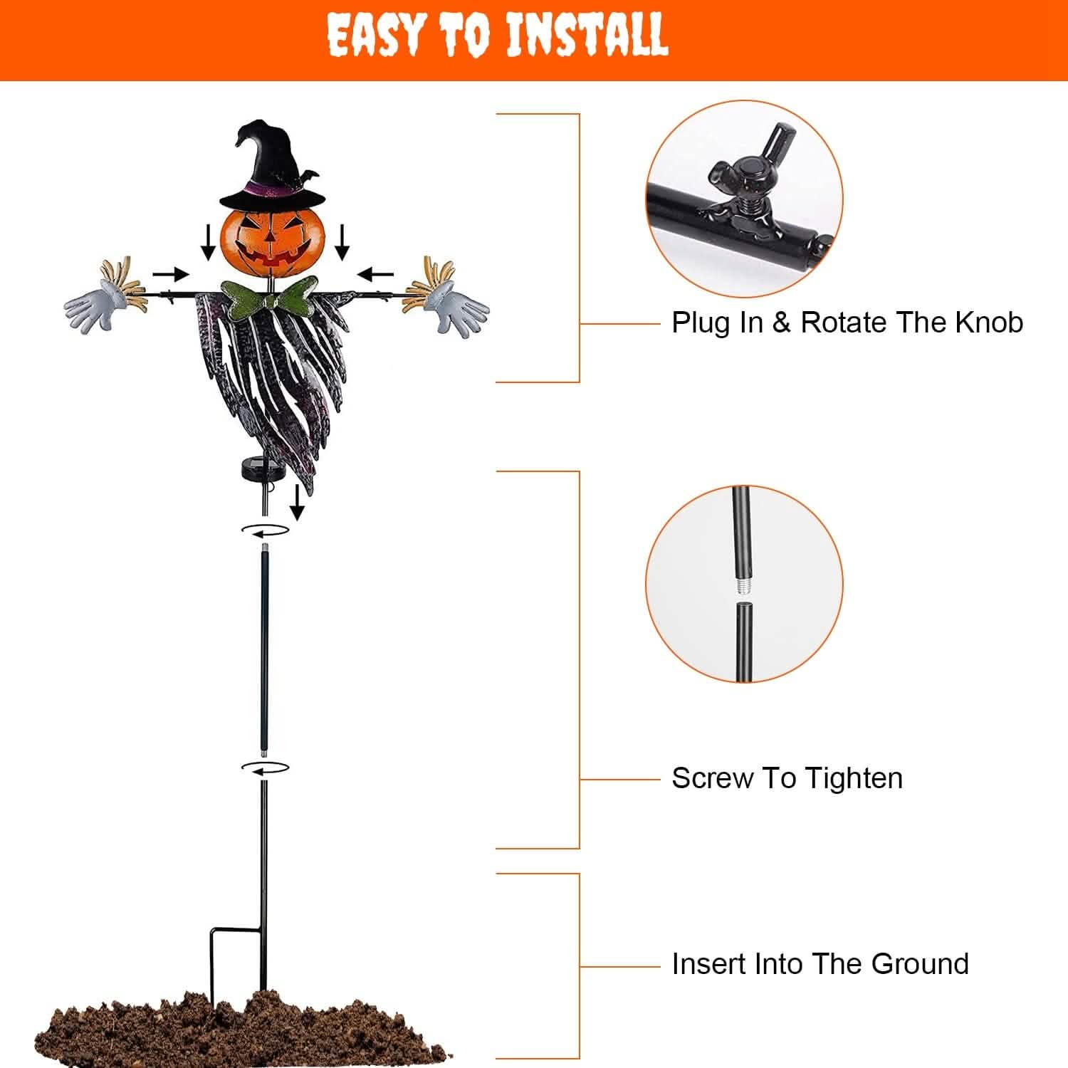Solar Powered Scarecrow Shape Stake Light Halloween Decoration Holiday Decor & Apparel - DailySale