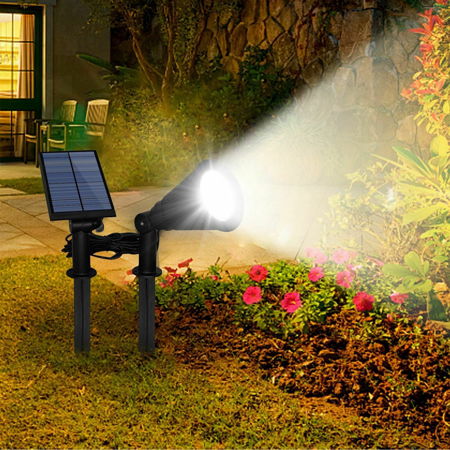 Solar Powered Spotlight Outdoor Garden Lamp Waterproof Garden & Patio - DailySale