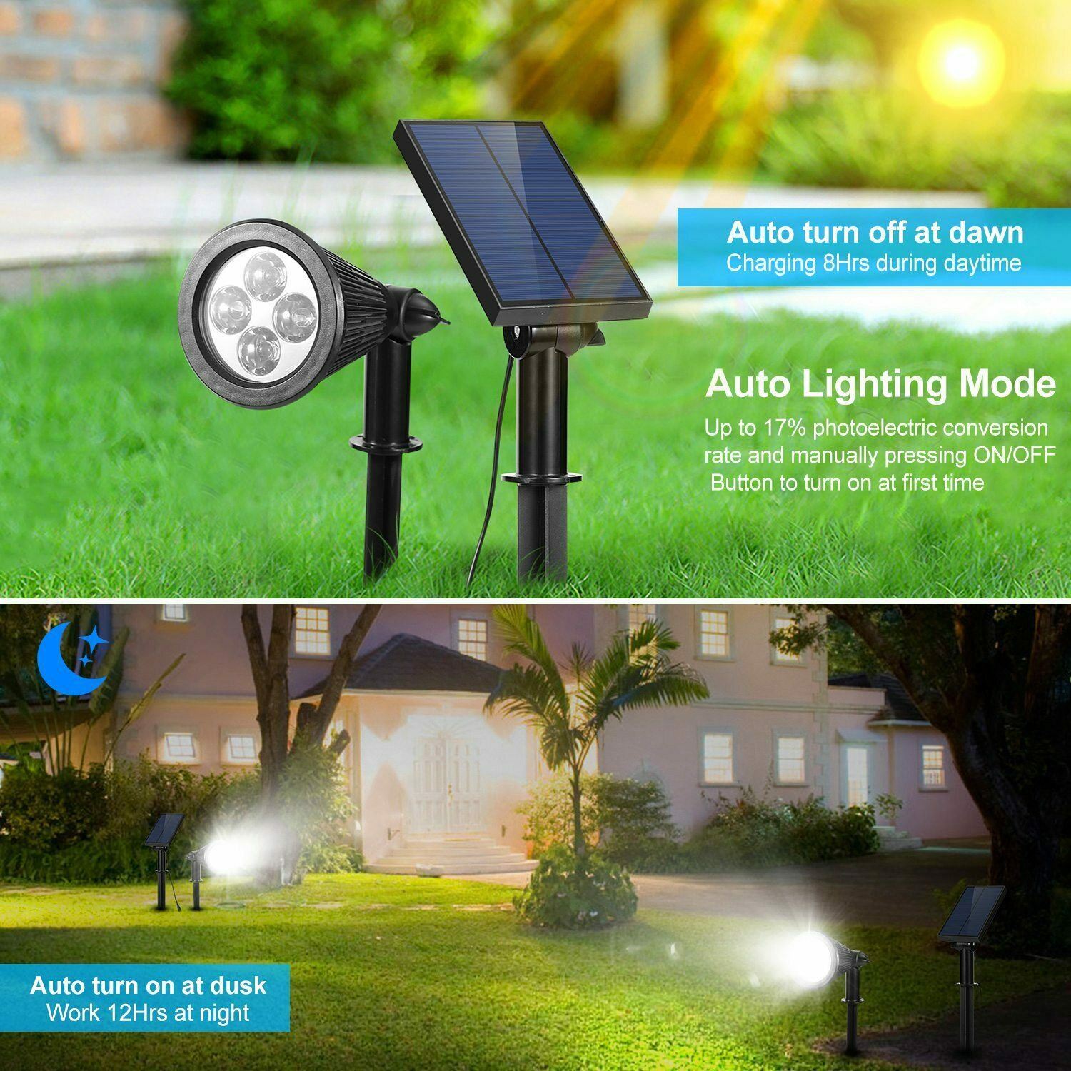 Solar Powered Spotlight Outdoor Garden Lamp Waterproof Garden & Patio - DailySale