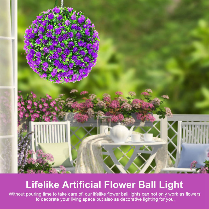 Solar Powered Topiary Ball Artificial Rose 20 LED Lights Garden & Patio - DailySale