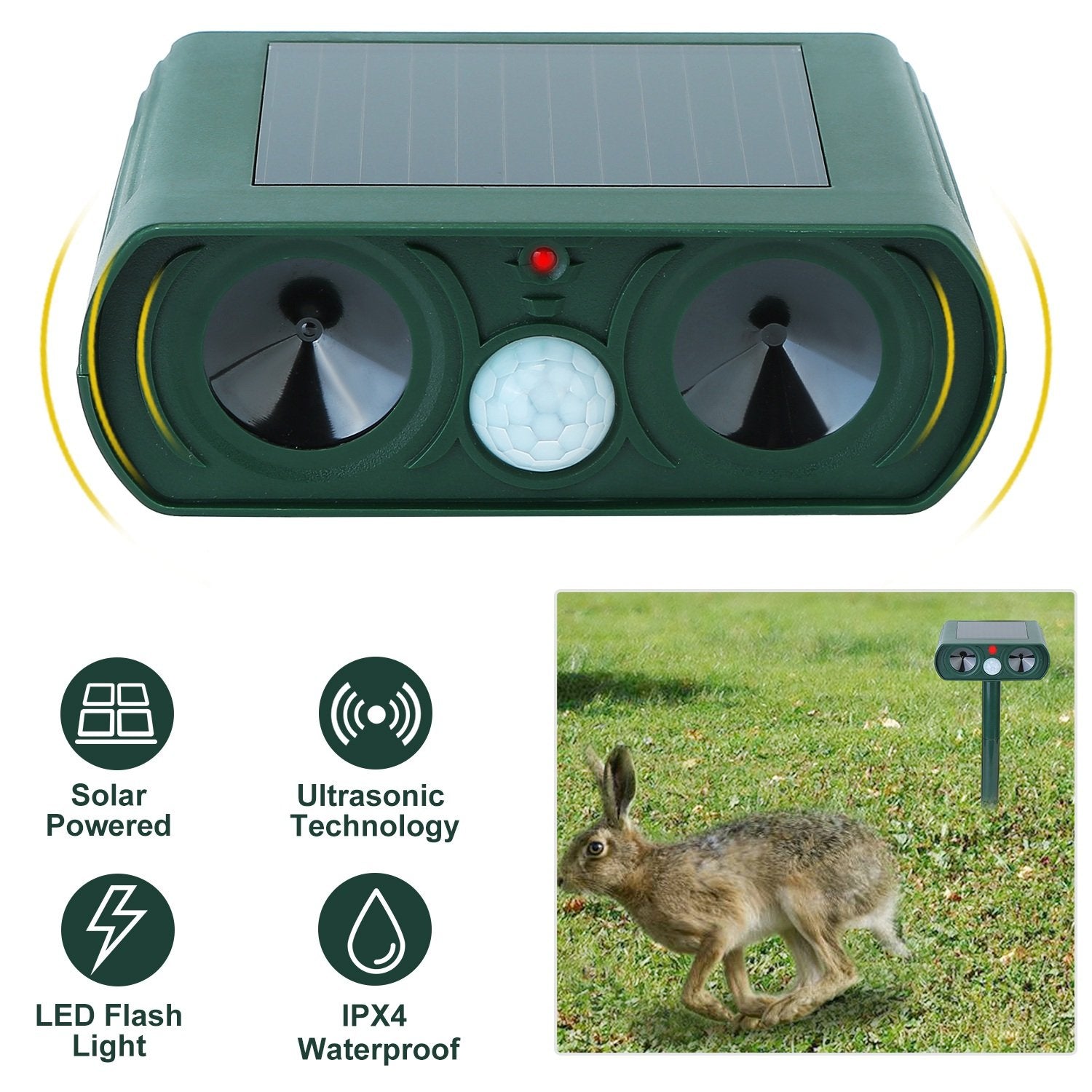 Solar Powered Ultrasonic Animal Repeller Garden & Patio - DailySale