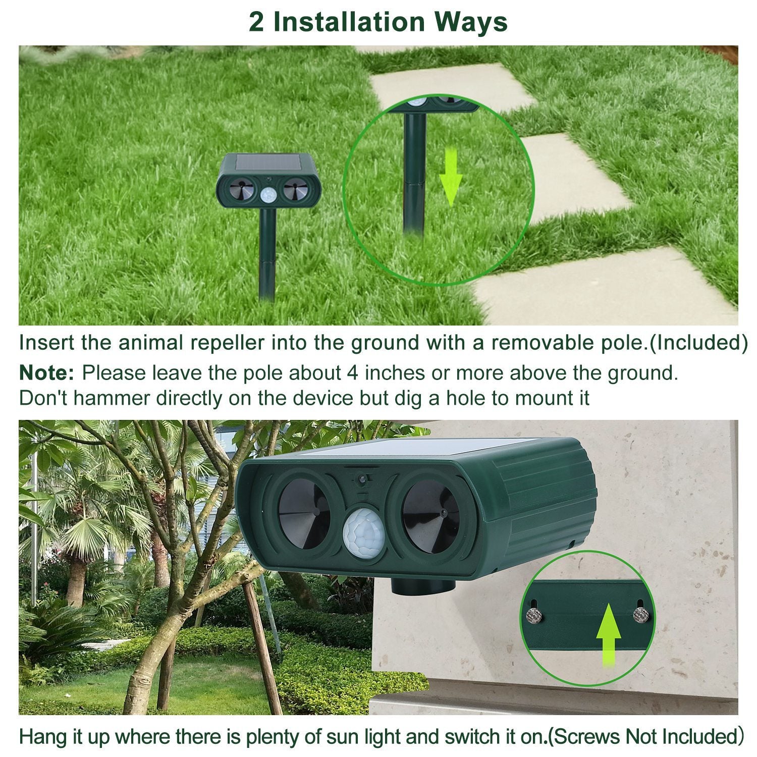 Solar Powered Ultrasonic Animal Repeller Garden & Patio - DailySale