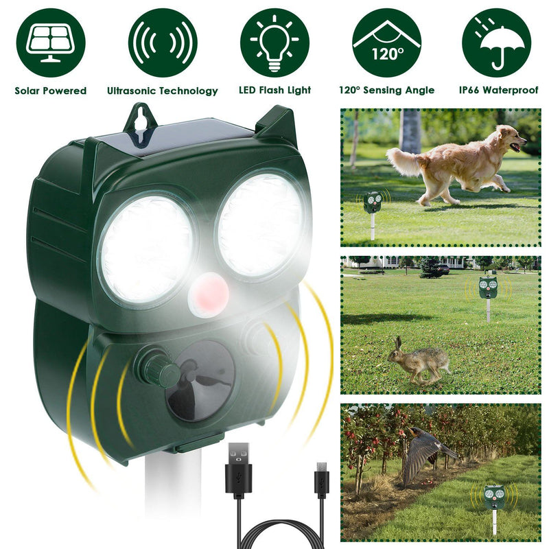 Solar Powered Ultrasonic Animal Repeller PIR Motion Sensor Pest Control - DailySale
