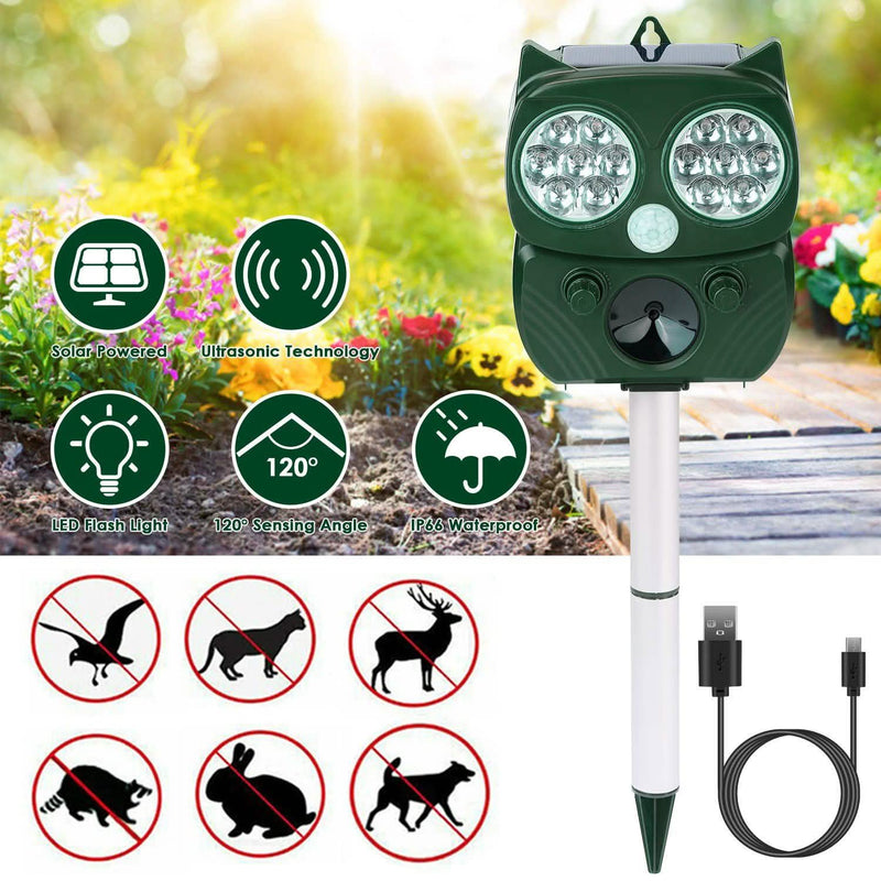 Solar Powered Ultrasonic Animal Repeller PIR Motion Sensor Pest Control - DailySale