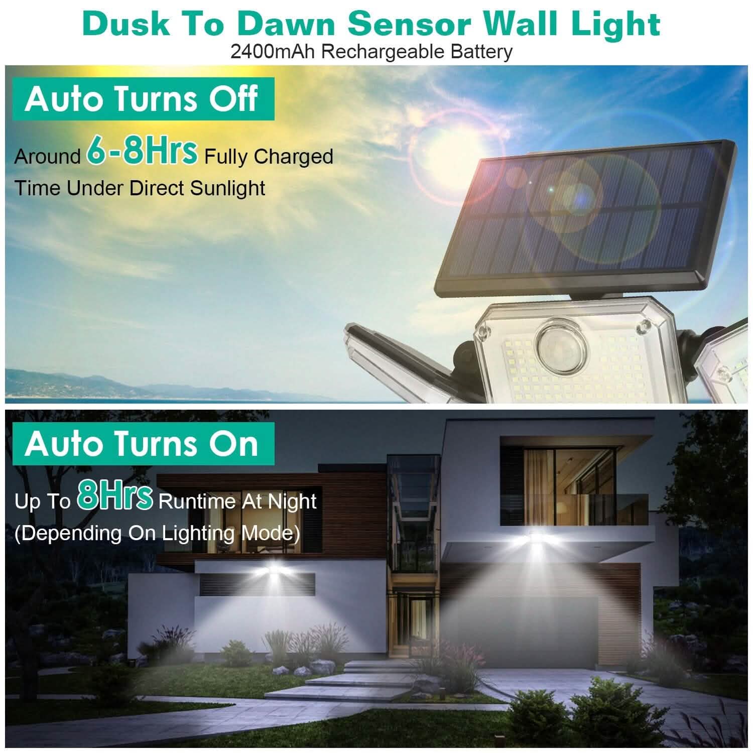 Solar Powered Wall Lights Outdoor Motion Sensor Lamps Outdoor Lighting - DailySale