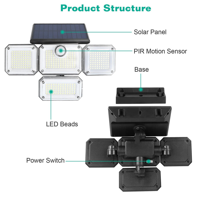 Solar Powered Wall Lights Outdoor Motion Sensor Lamps Outdoor Lighting - DailySale
