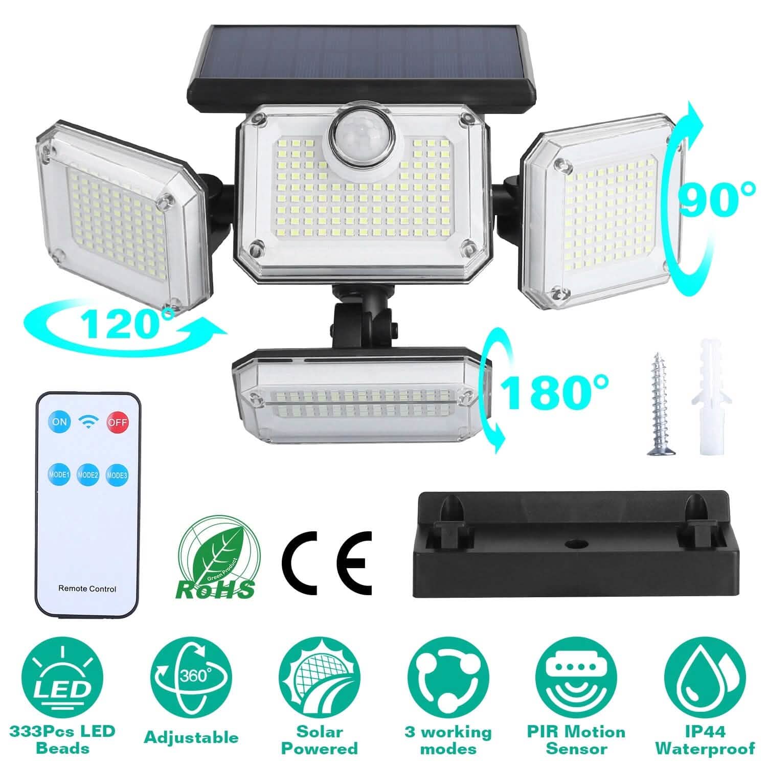 Solar Powered Wall Lights Outdoor Motion Sensor Lamps Outdoor Lighting - DailySale