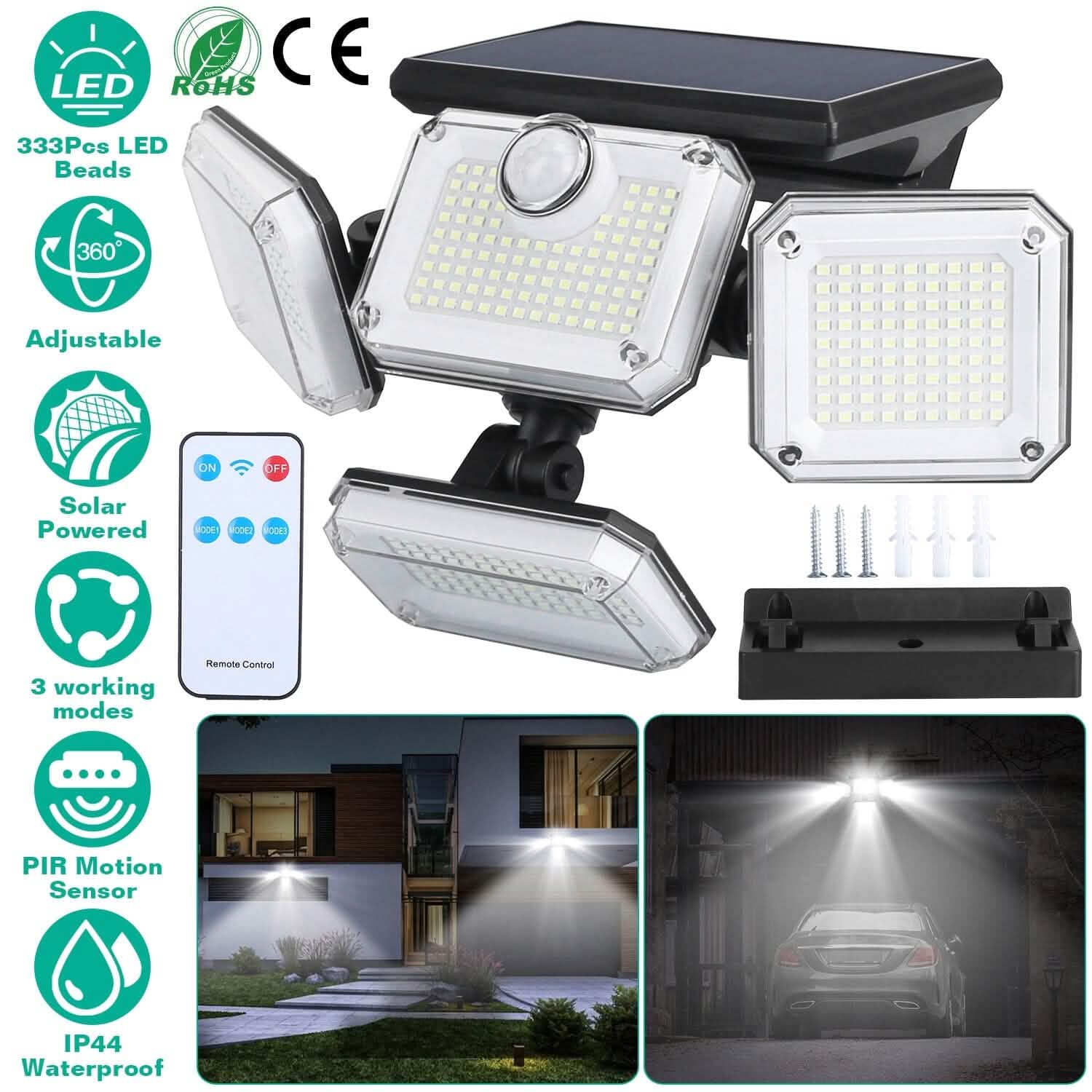 Solar Powered Wall Lights Outdoor Motion Sensor Lamps Outdoor Lighting - DailySale