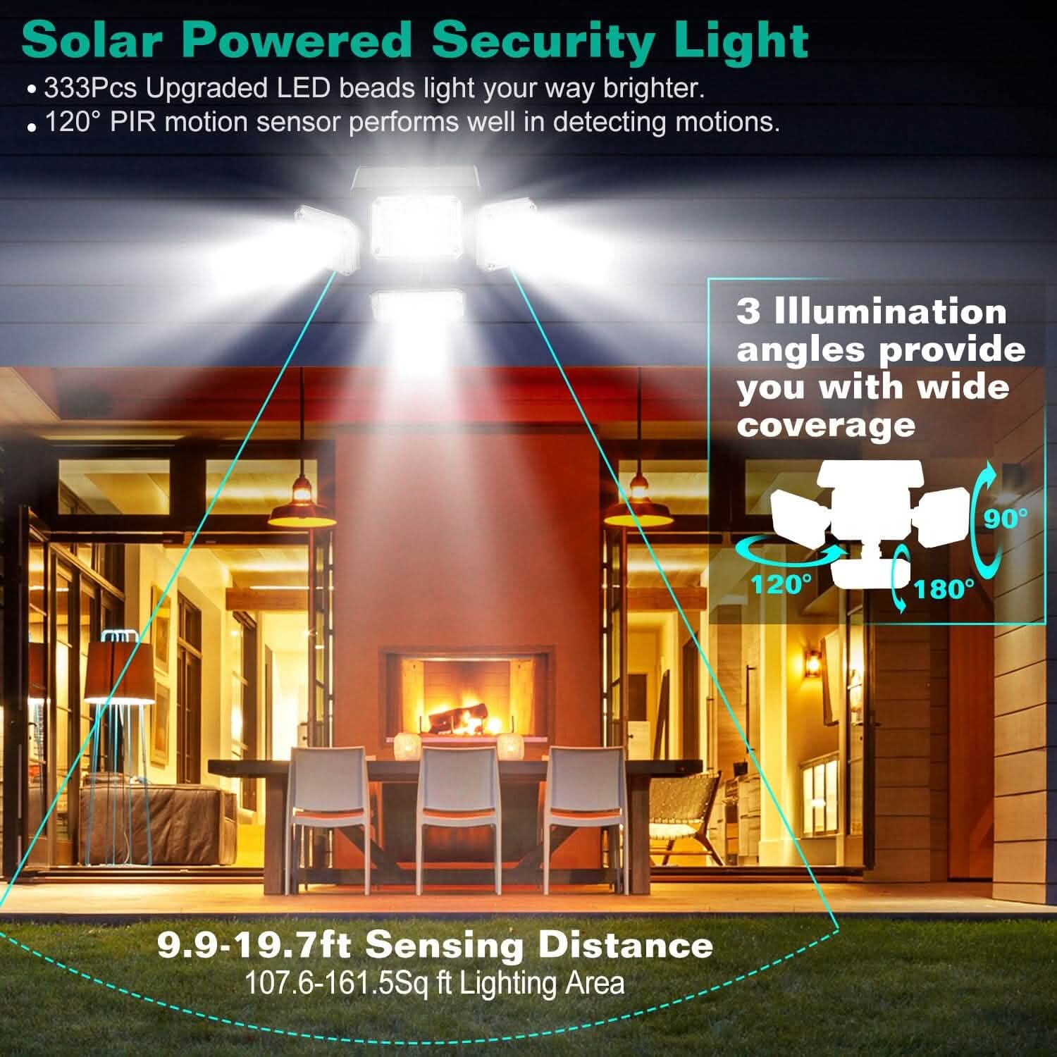 Solar Powered Wall Lights Outdoor Motion Sensor Lamps Outdoor Lighting - DailySale