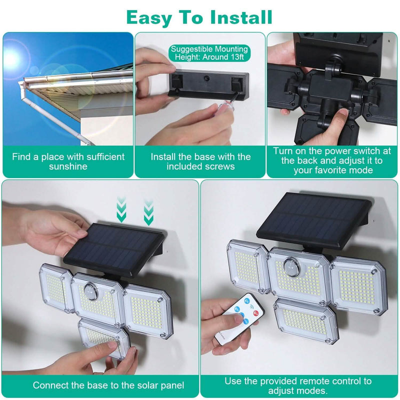 Solar Powered Wall Lights Outdoor Motion Sensor Lamps Outdoor Lighting - DailySale