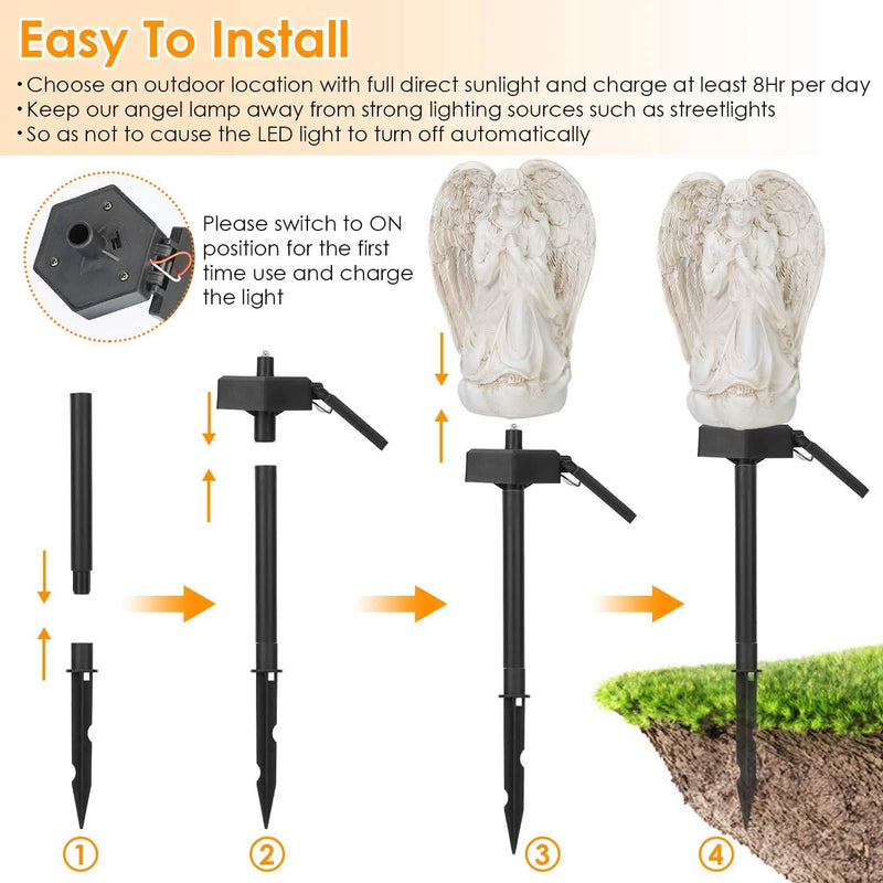 Solar Praying Angle Statue Garden Light Outdoor Lighting - DailySale