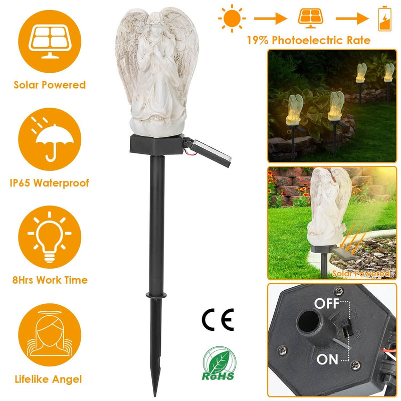 Solar Praying Angle Statue Garden Light Outdoor Lighting - DailySale