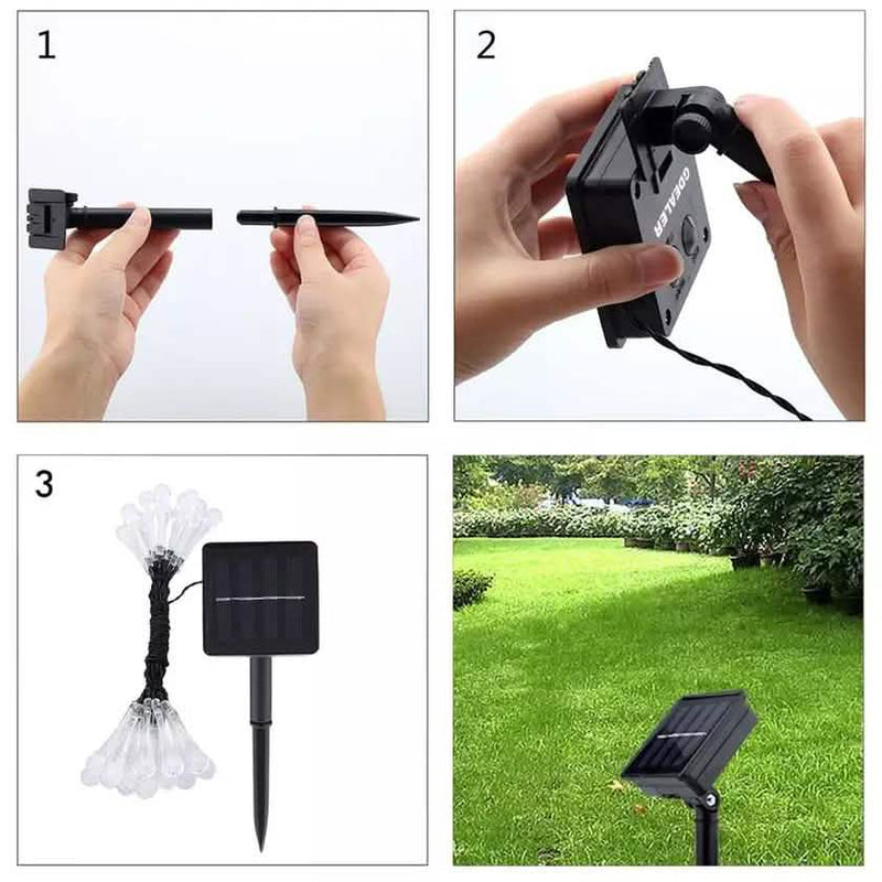 Solar String Lights 20ft 30 LED Water Drop Solar String Fairy Waterproof Lights String & Fairy Lights - DailySale