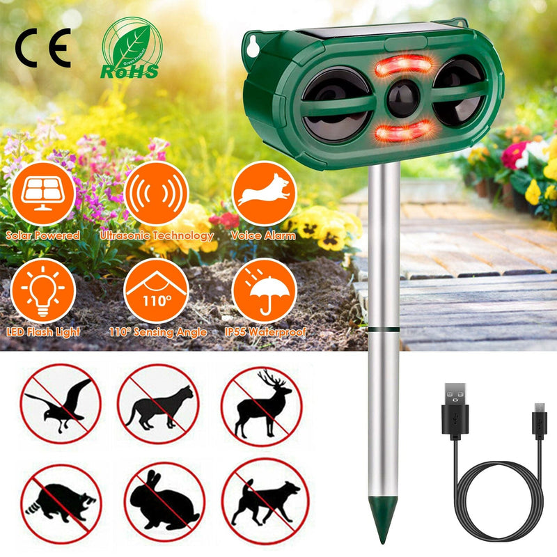 Solar Ultrasonic Animal Repeller Motion Sensor Pest Control - DailySale