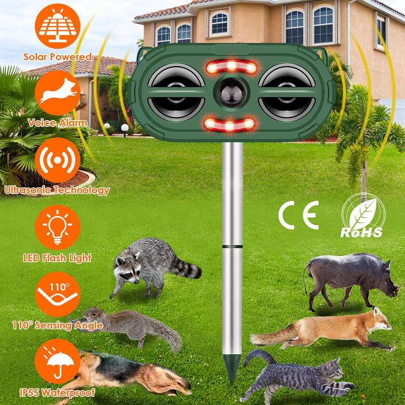 Solar Ultrasonic Animal Repeller Motion Sensor Pest Control - DailySale