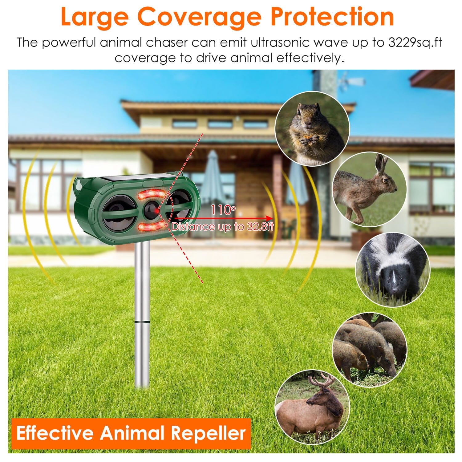 Solar Ultrasonic Animal Repeller Motion Sensor Pest Control - DailySale