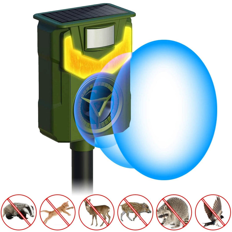 Solar Ultrasonic Animal Repeller with Flame Light USB Charge Motion Sensor Pest Control - DailySale