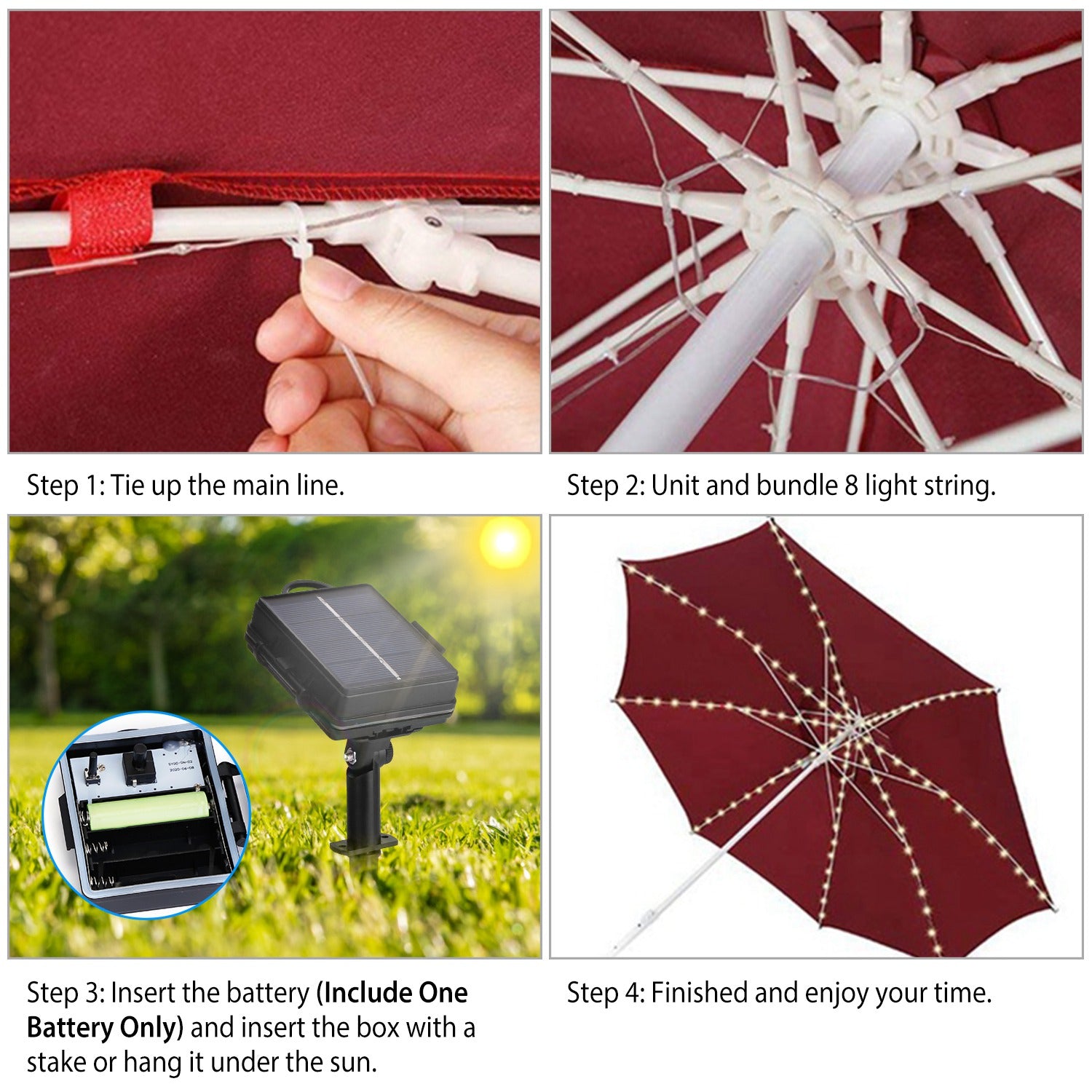 Solar Umbrella Outdoor String Light String & Fairy Lights - DailySale