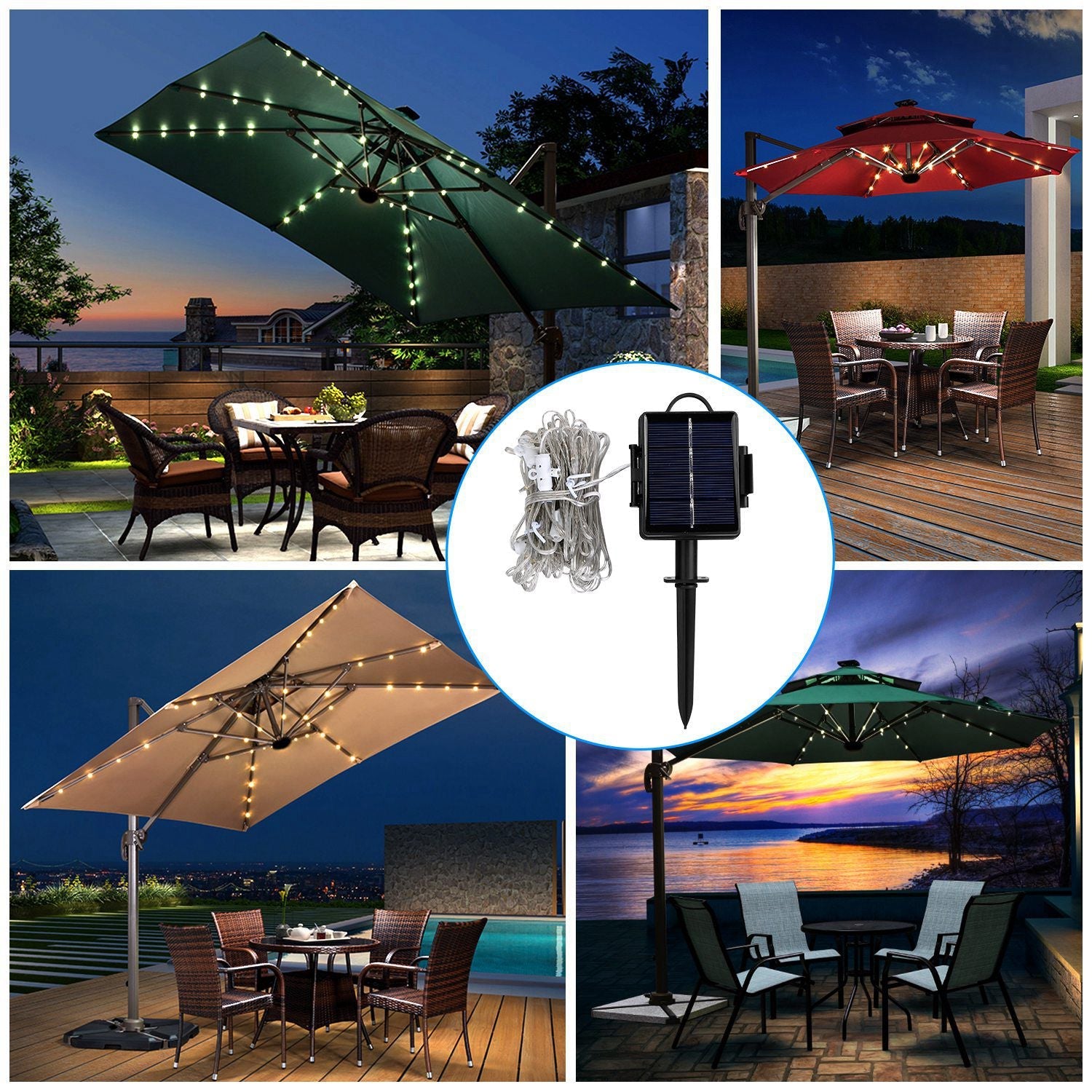 Solar Umbrella Outdoor String Light String & Fairy Lights - DailySale