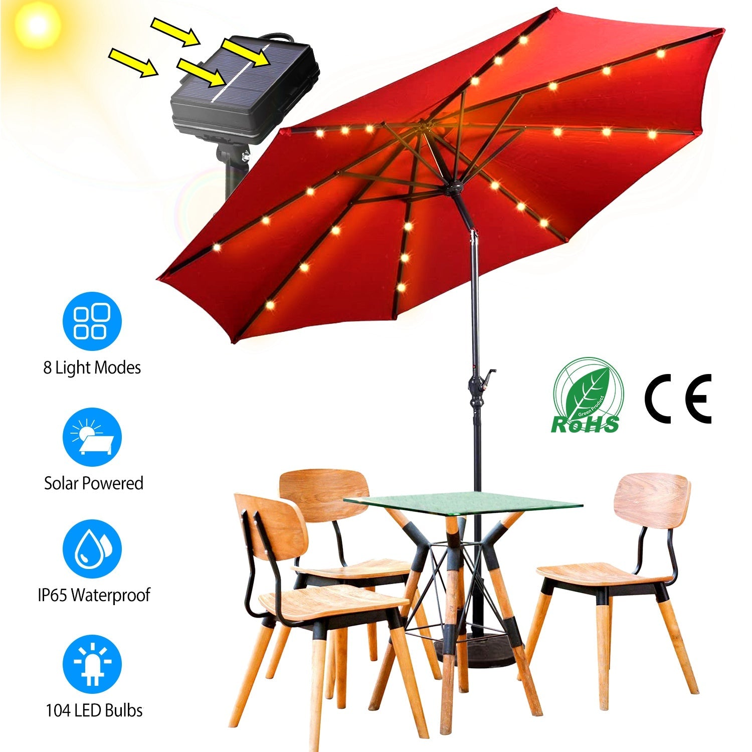 Solar Umbrella Outdoor String Light String & Fairy Lights - DailySale