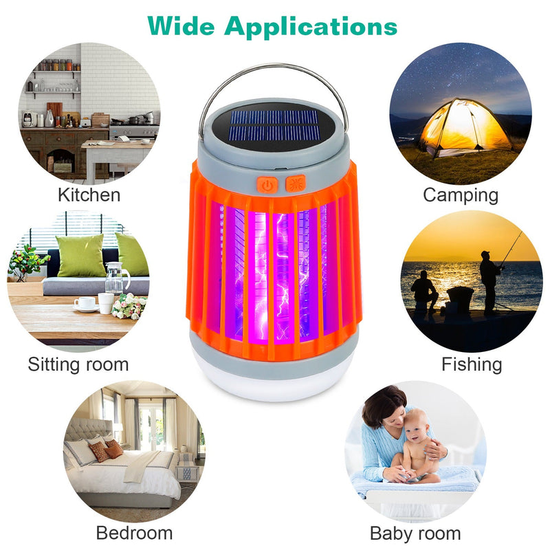 Solar USB Electric Bug Zapper with 5 Light Modes Hanging Hook Pest Control - DailySale