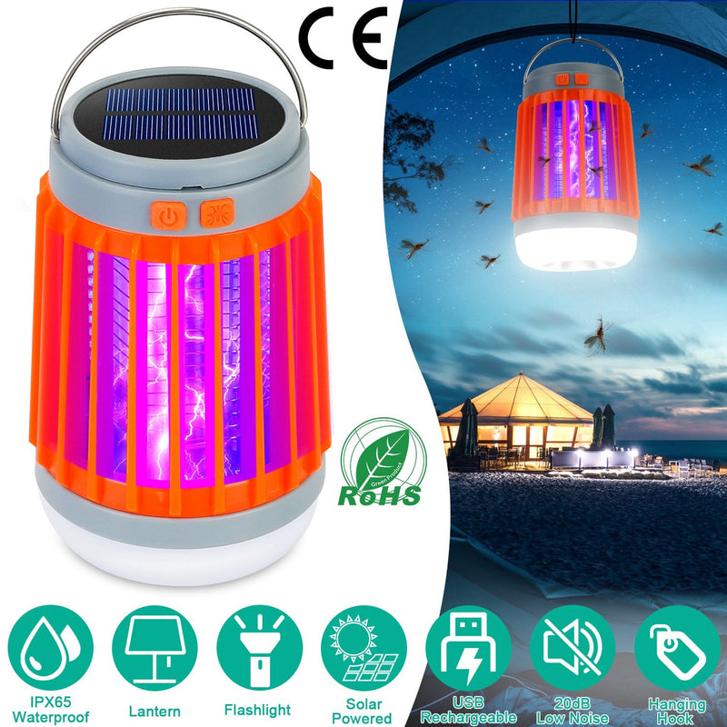 Solar USB Electric Bug Zapper with 5 Light Modes Hanging Hook Pest Control - DailySale