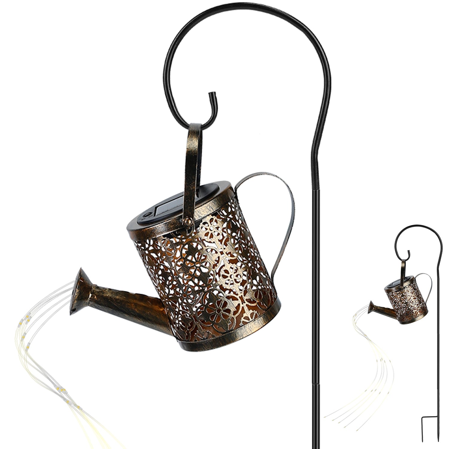 Solar Watering Can Powdered String Light Stake Garden & Patio - DailySale