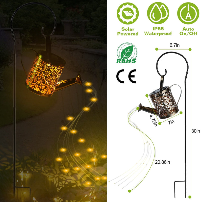 Solar Watering Can Powdered String Light Stake Garden & Patio - DailySale