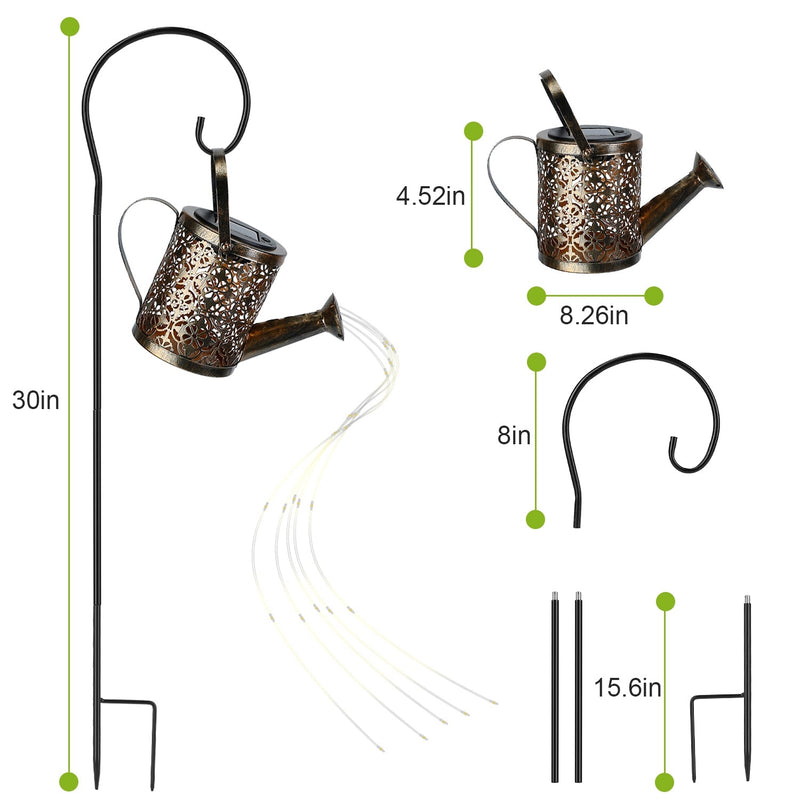 Solar Watering Can Powdered String Light Stake Garden & Patio - DailySale