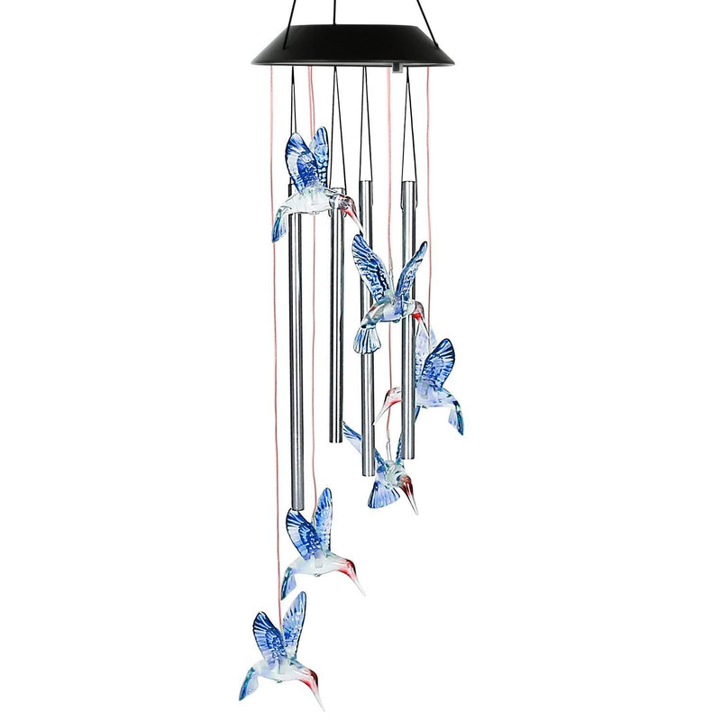 Solar Wind Chime Lights String & Fairy Lights Blue Hummingbird - DailySale