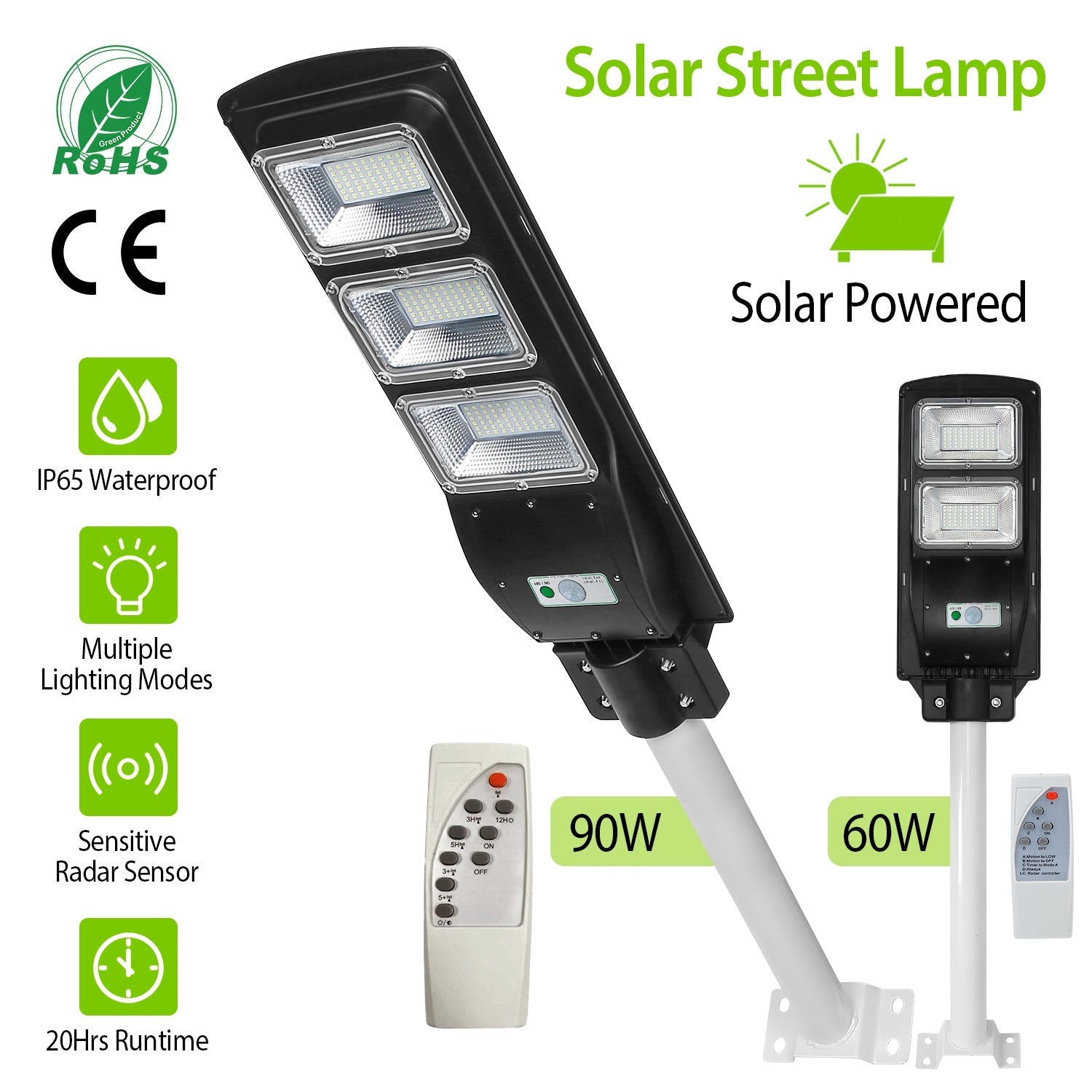 Solar Wireless IP65 Waterproof Street Path Light Outdoor Lighting - DailySale