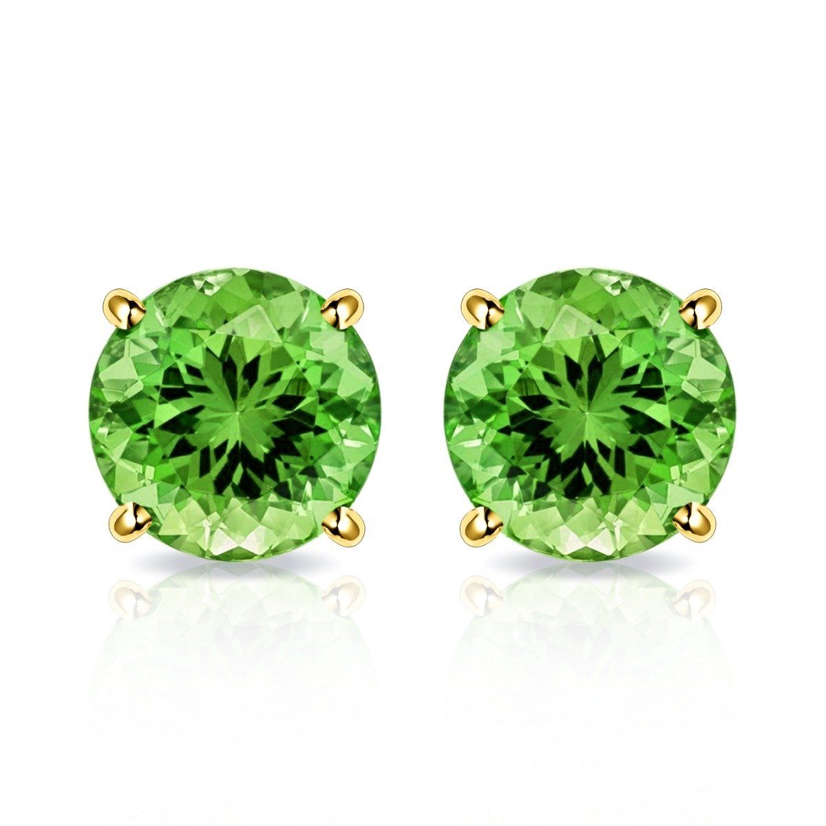 Solid 10K Gold 2.00 CTW Peridot Stud Earrings By MUIBLU Gems Jewelry - DailySale