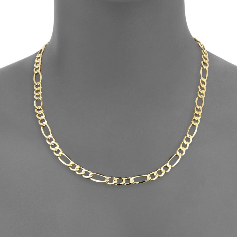 Solid 10K Gold Diamond Cut Italian Crafted Figaro Chain - Assorted Sizes Jewelry - DailySale