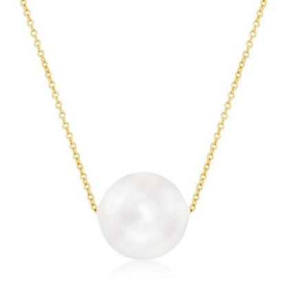 Solid 10K Gold Pearl Necklace Necklaces - DailySale