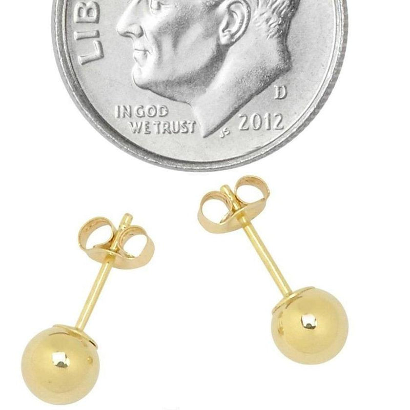 Solid 14K Gold Ball Studs - Assorted Sizes Jewelry 5mm - DailySale