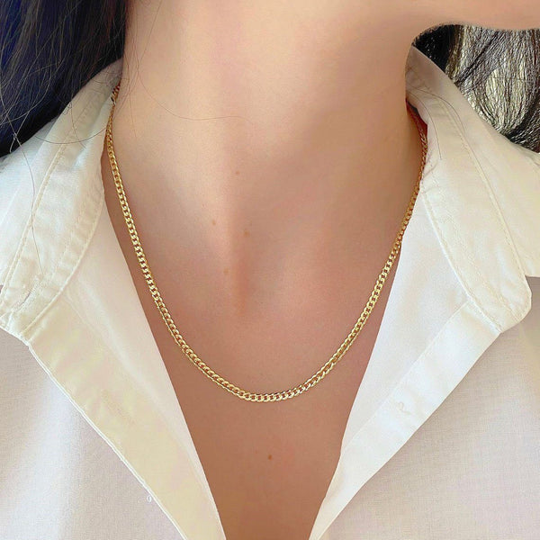 Solid 14K Yellow Gold Cuban Link Chains Necklaces 16" - DailySale