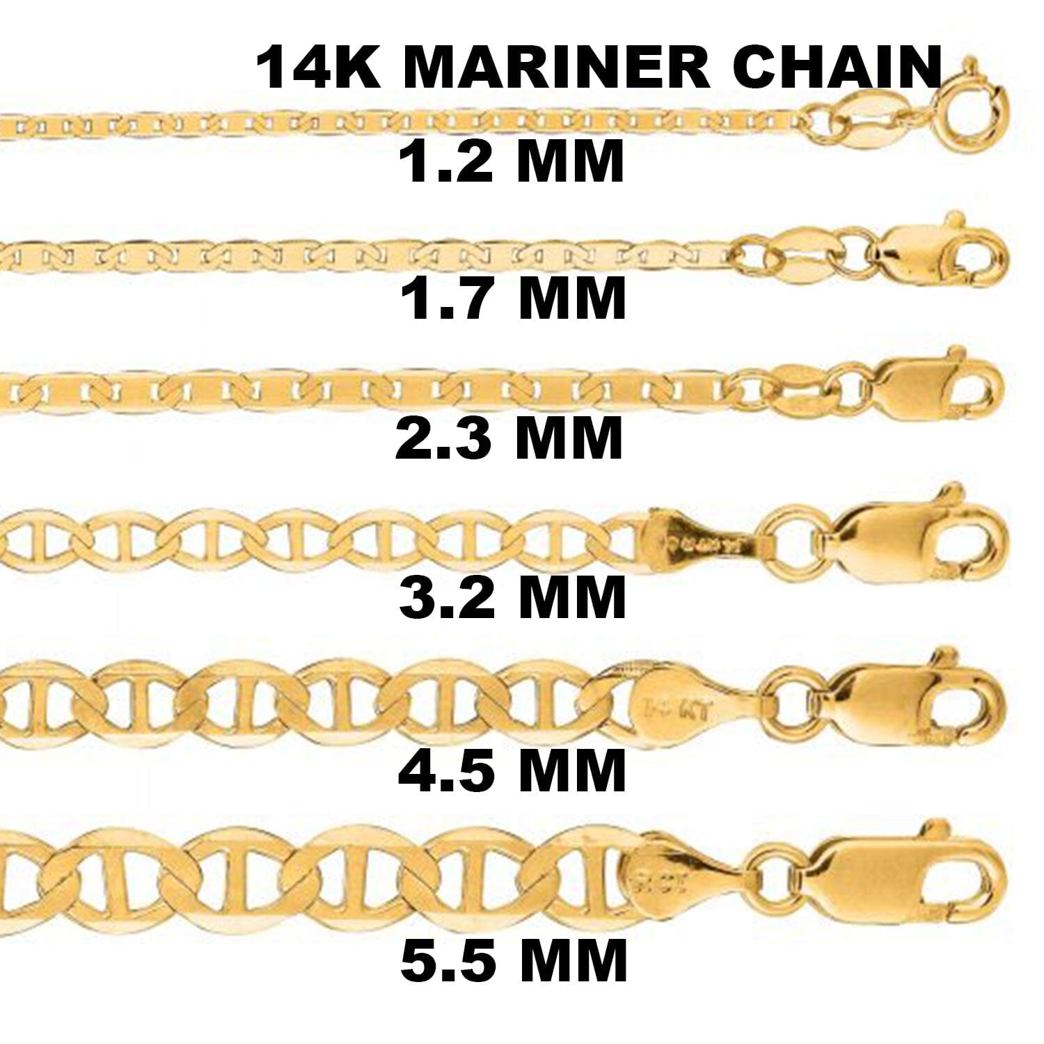 Solid 14K Yellow Gold Mariner Link Chain Necklace Necklaces - DailySale