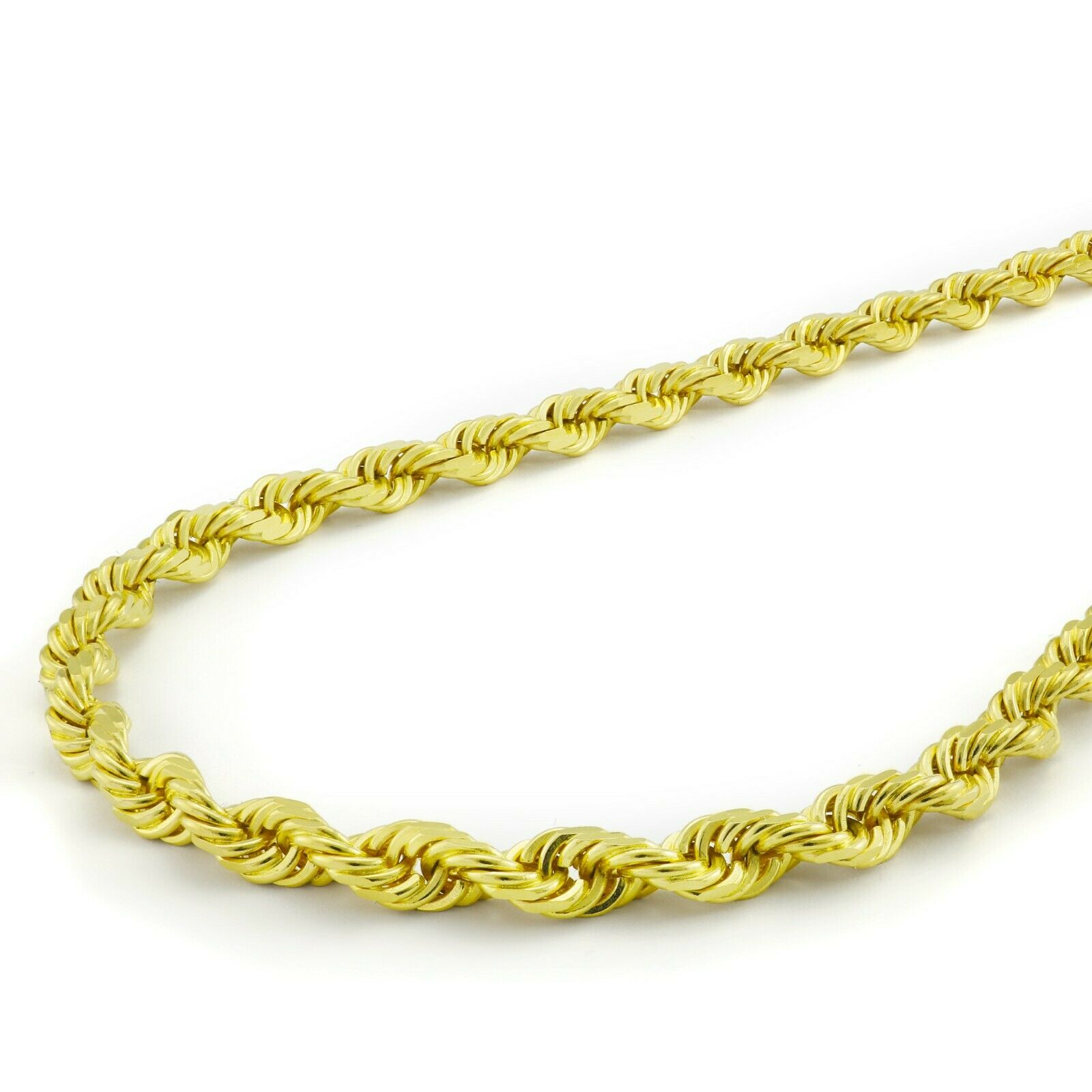 Solid 925 Sterling Silver 14K Gold Vermeil Italian Rope Chain Jewelry 18" - DailySale