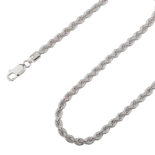 Solid 925 Sterling Silver 4.5mm Diamond Cut Rope Chain Necklaces - DailySale