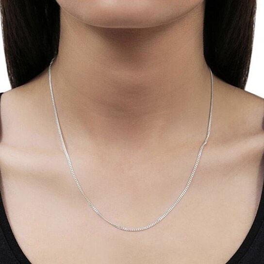 Solid .925 Sterling Silver Curb Link Chain Unisex Necklace Necklaces - DailySale