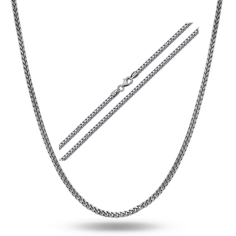 Solid .925 Sterling Silver Rhodium Plated 1.1mm Franco Chain Jewelry - DailySale