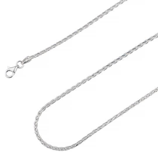 Solid 925 Sterling Silver Spiga Wheat Chain Necklace