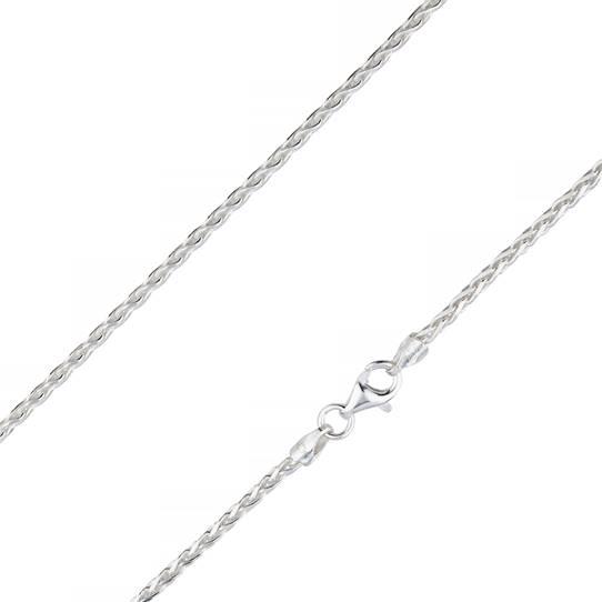 Solid 925 Sterling Silver Spiga Wheat Chain Necklace