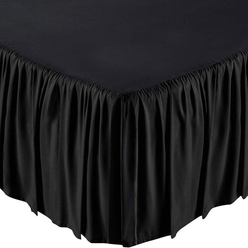 Solid Color Bed Skirt - Assorted Styles Linen & Bedding Full Black Ruffle - DailySale